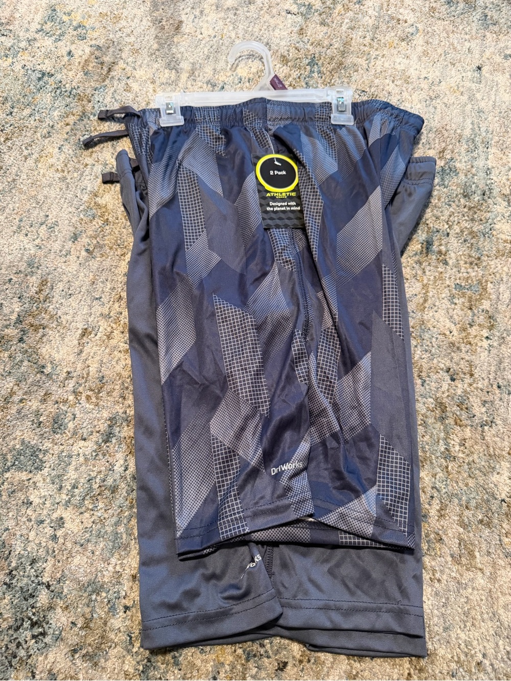 Athletic Dri-Works Gray Geometric Workout Shorts